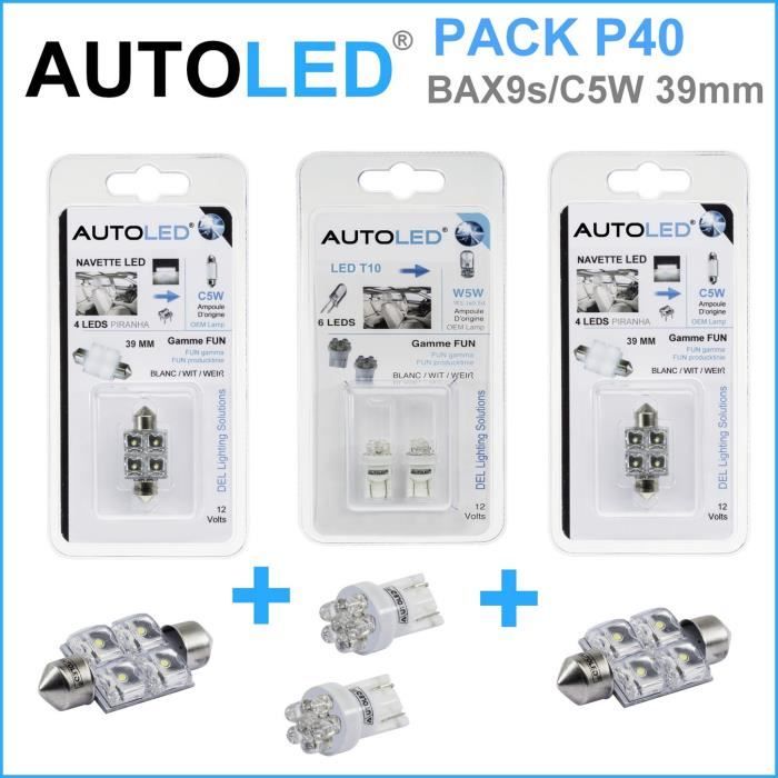 PACK P40 4 Ampoules LED / T10 (w5w) + navette C5W 39MM AUTOLED® - Cdiscount  Auto