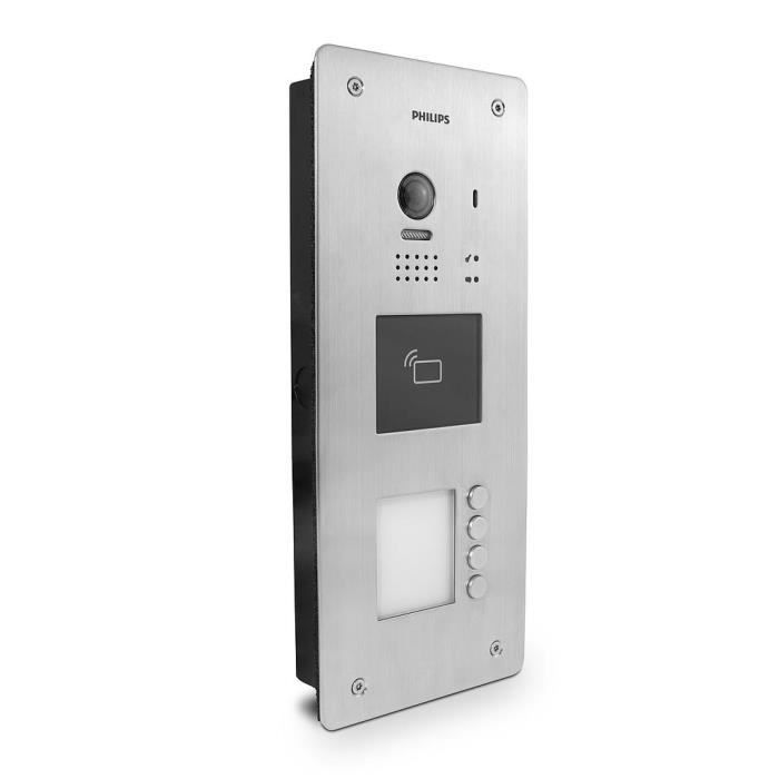 Philips - Platine de rue 4 appartements (boutons) pour les interphones Vidéo - WelcomeHive Pro Outdoor 4