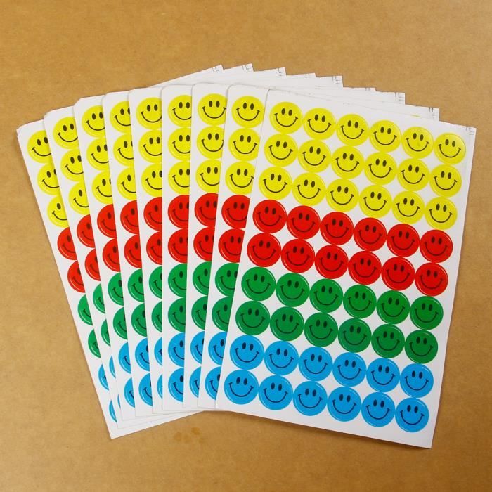 Cheeroyal 20 Feuilles 1540 Smiley Enfants Smiley Autocollants 5 Couleurs élèves Autocollants Récompense Smiley Autocollants Comportement Graphique Scrapbooking Fournitures