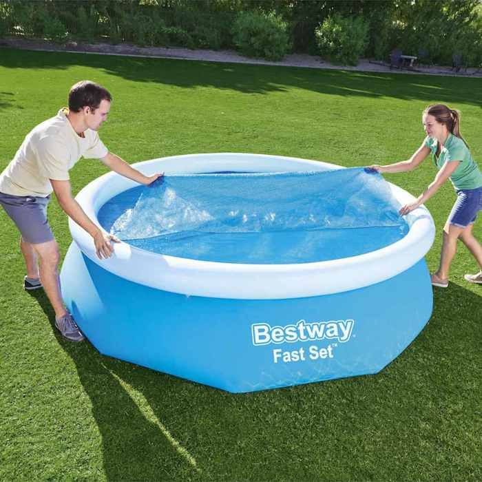 Bestway Couverture solaire de piscine Flowclear 305 cm couverture de piscine couverture de sécurité pour piscine toile 3202479