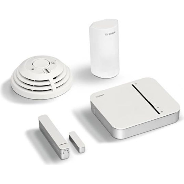 BOSCH SMART HOME Kit de démarrage de sécurité alarme maison - Blanc et silver - Détecteur de mouvement 12m 90°