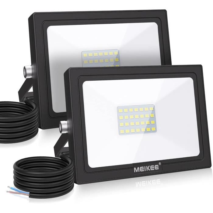 Projecteur LED Extérieur MEIKEE 35W - 3000LM - Éclairage Sécurité IP66 - Blanc Froid 6500K - Lot De 2
