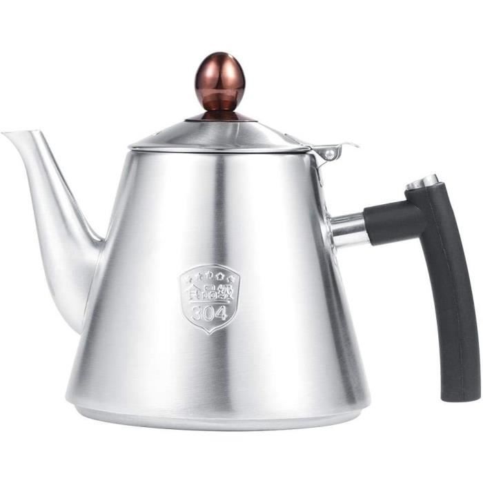 Bouilloire En Acier Inoxydable 1.2 L - Base épaissie Pour Induction - Poignée En Silicone - Couvercle Large - Finition Mate Ou Polie