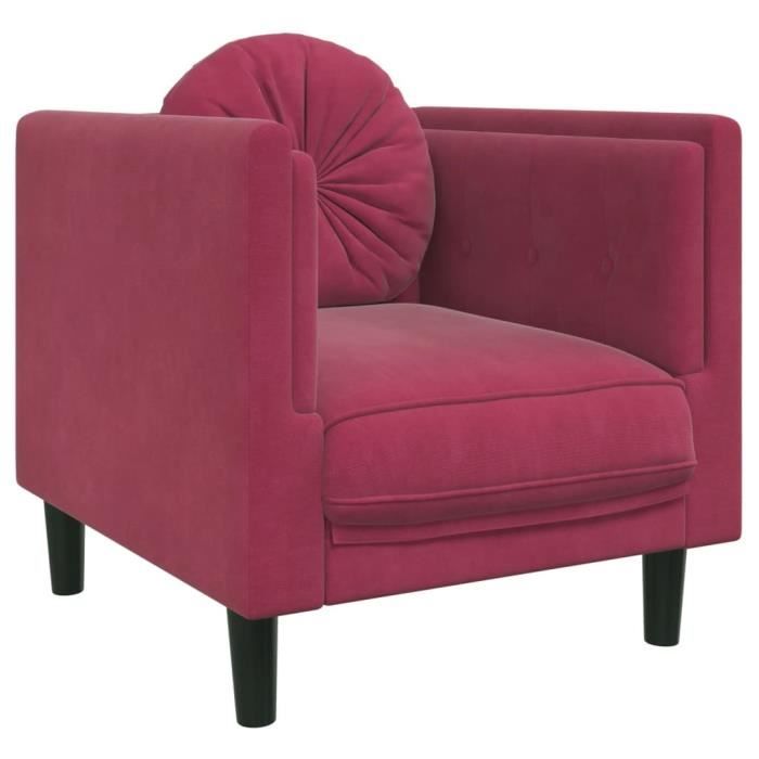 Fauteuil - CUQUE - CQ019 - Velours rouge bordeaux - 1 place - Design contemporain