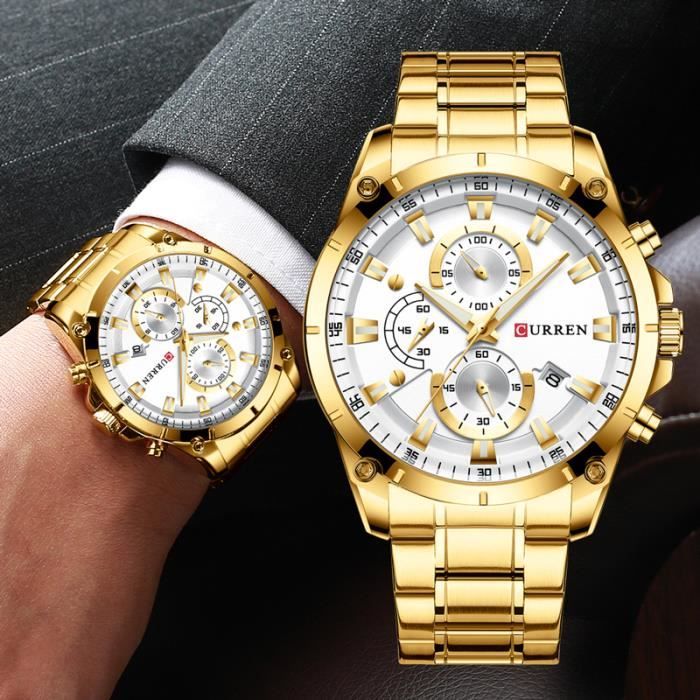 lingyue hommes montres top marque de luxe hommes d'affaires montre à quartz étanche chronographe montre-bracelet homme - or
