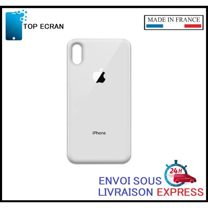 Vitre arrière pour Iphone X BLANC avec LOGO et Adhesif