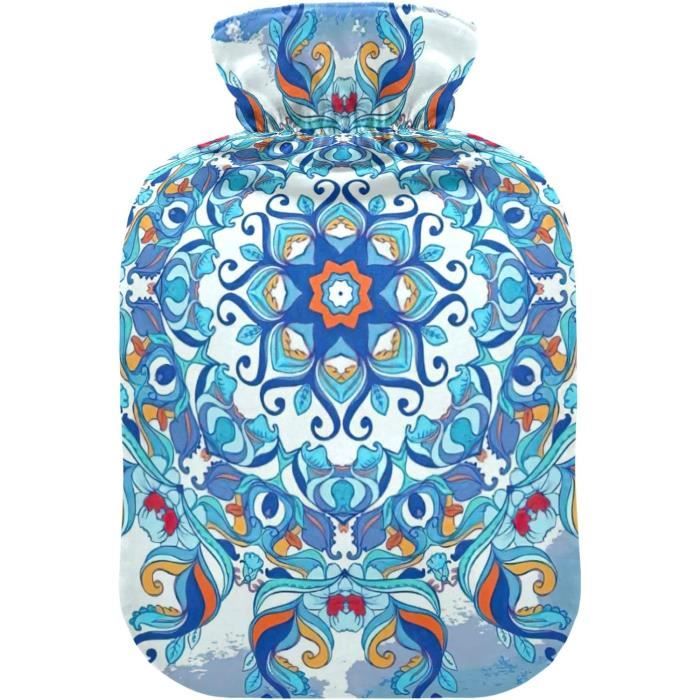 Bouillotte 2 Litres Avec Housse Polaire Bleue à Pompon - Neuf