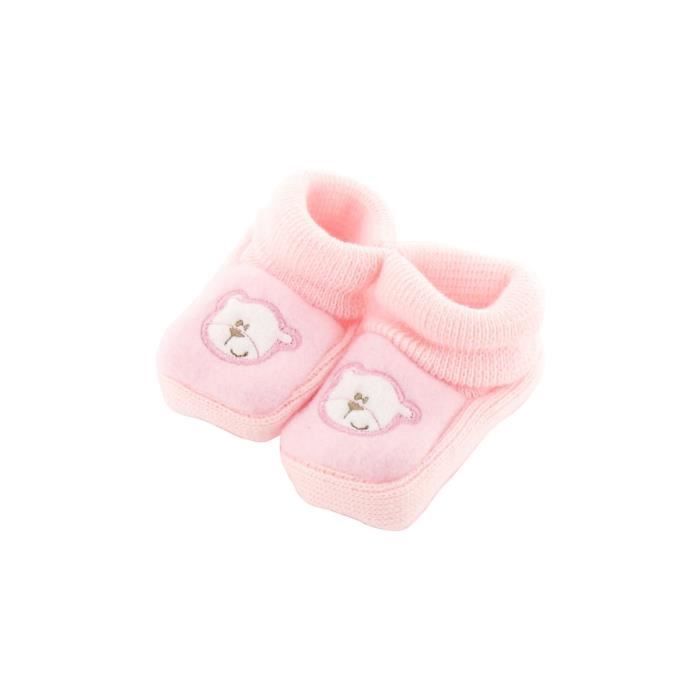 Chaussons pour bébé 0 à 3 Mois rose - Motif Papa Nounours - Cdiscount