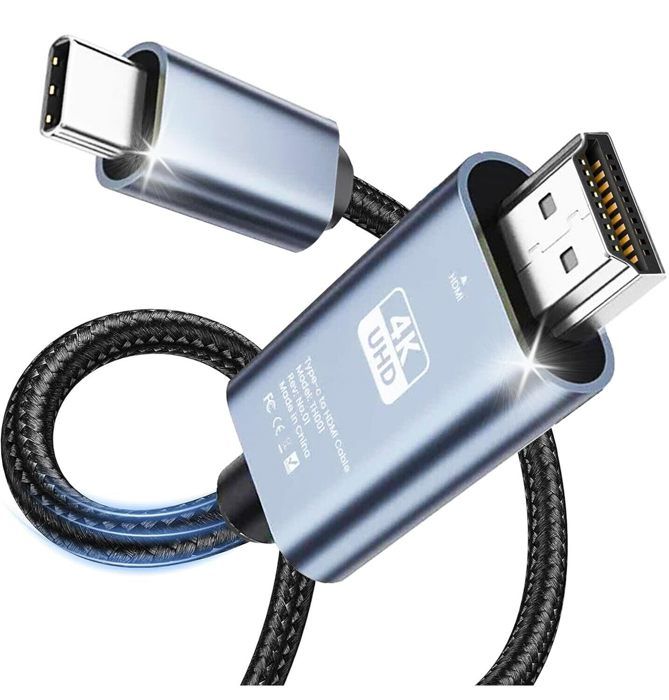 Câble USB C vers HDMI 4K 60Hz Type C( Thunderbolt 3) vers HDMI pour