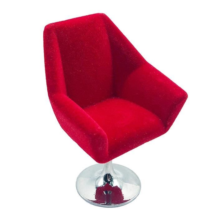Maison de poupées moderne rouge Fauteuil avec coussin Miniature Living Room Furniture