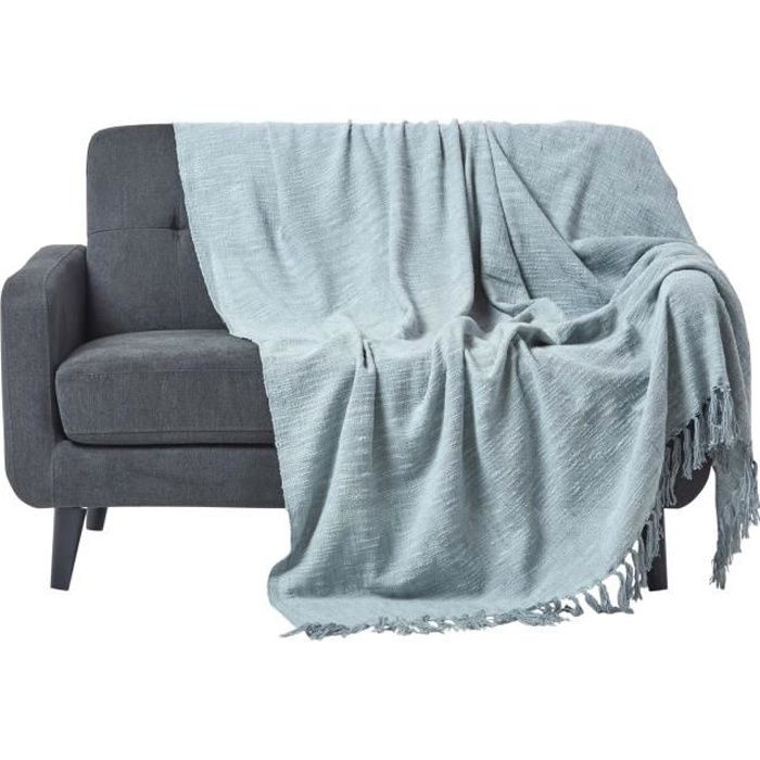 Jeté de lit ou de canapé Gris Nirvana en coton 225 x 255 cm Jeté de lit ou de canapé Gris Nirvana en coton 225 x 255 cm