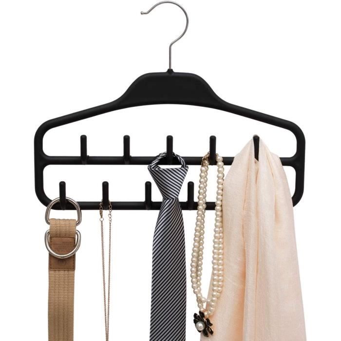 Relaxdays Cintre porte foulards, cintre écharpes cravate ceinture velours,  crochet rotatif 360° antidérapant, 11 trous