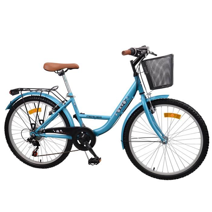 Vélo de ville 24'' MERCIER - 6 vitesses - cadre enjambement bas - bleu - fille