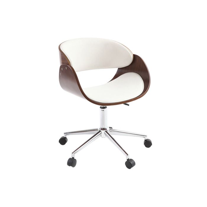 Chaise de bureau - MILIBOO - BENT - Réglable en hauteur - Assise rembourrée PU - Bois finition noyer roulettes
