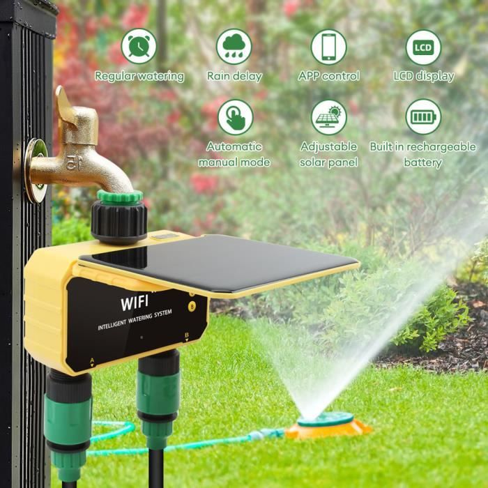 Minuteur d'eau WiFi avec technologie RFID, minuterie d'irrigation d'eau intelligente Diivoo avec concentrateur WiFi, 6 plans d'arrosage et 2 modes d 'arrosage, minuterie de tuyau d'arrosage compatible Minuteur d'eau WiFi avec technologie RFID, minuterie d'irrigation d'eau intelligente Diivoo avec concentrateur WiFi, 6 plans d'arrosage et 2 modes d 'arrosage, minuterie de tuyau d'arrosage compatible