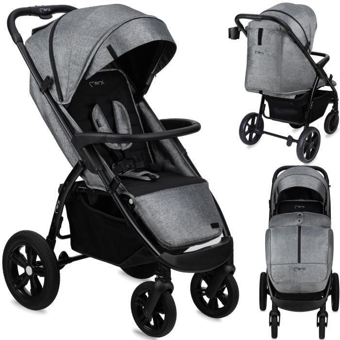 Poussette canne MoMi MIYA - Gris - De 6 mois à 22 kg - Kit d'accessoires