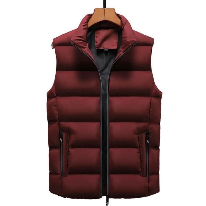 Homme Doudoune Sans Manche Gilet Zippee Casual Chaud Automne Hiver Grande Taille Bordeaux Bordeaux Cdiscount Pret a Porter
