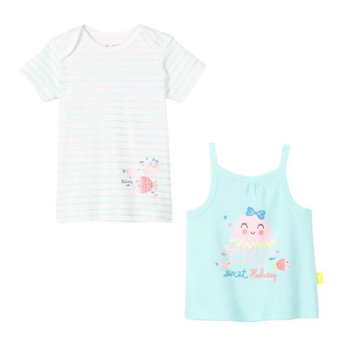 Lot De 2 T Shirt Debardeur Bebe Fille Baby Bulle Bleu Cdiscount Pret A Porter