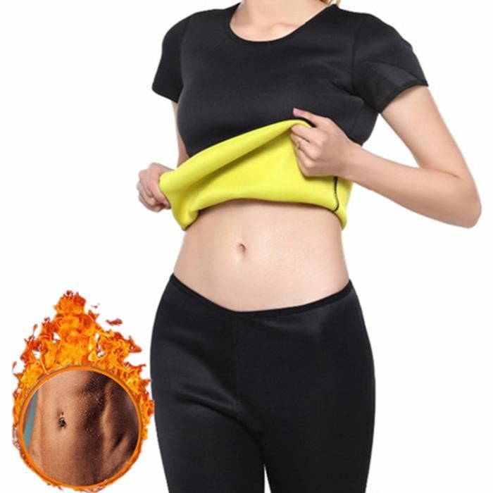 T-Shirt Femme Sport Néoprène Amincissant Façonneur Shapewear - Marque - Modèle - Jaune - Fitness - Gymnastique