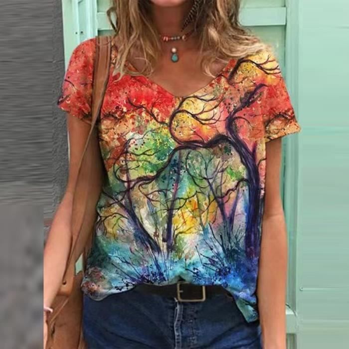 Blouse femme,Vintage O cou printemps été Blouses chemises mode à manches  courtes pull haut Streetwear élégant - Type 02 Print Blanc - Cdiscount  Prêt-à-Porter