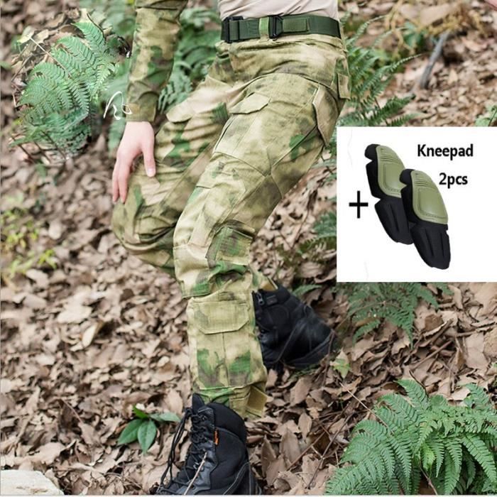 Pantalon Camouflage Tactique Homme Avec Genouillères - Cargo Militaire Mult Poches Pour Airsoft, Chasse, Randonnée