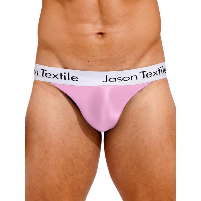 YOOJIA Slip Taille Basse Homme Métallique Cuir SousVêtement Brillant