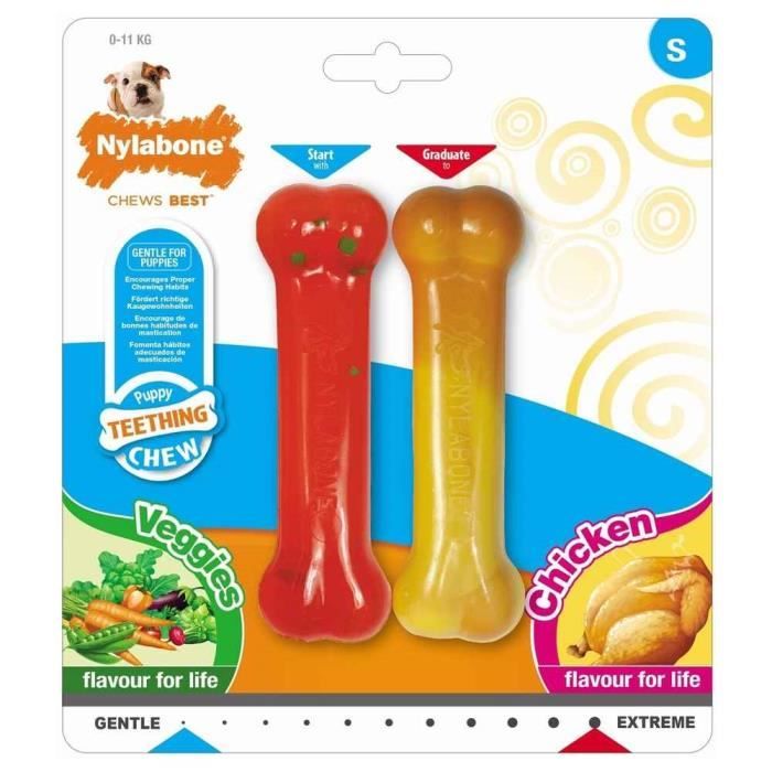 Meilleurs prix pour Lot de 2 Jouets Os Puppy Teething Chew pour Chien - Nylabone - S