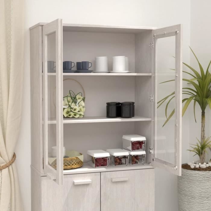 JIM - MEUBLE ENFILADE - Dessus de buffet Blanc 85x35x100 cm Bois massif de pin(1026)
