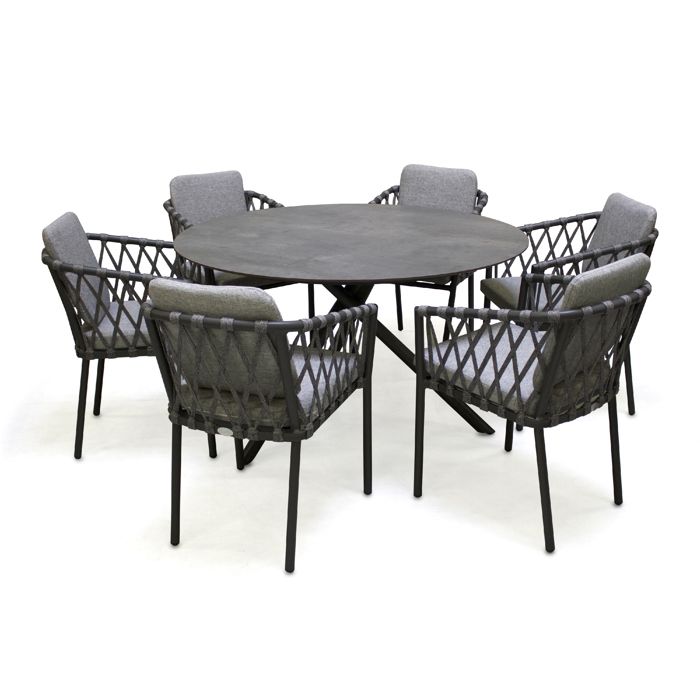 Ensemble repas de jardin 6 places en aluminium - Gris anthracite - PILAT Ensemble repas de jardin 6 places en aluminium - Gris anthracite - PILAT