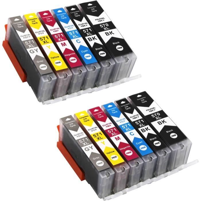10 Cartouches D'encre Compatibles Canon PGI-570 CLI-571XL - Pour Imprimantes PIXMA MG, TS Série 5000/6000/8000/9000