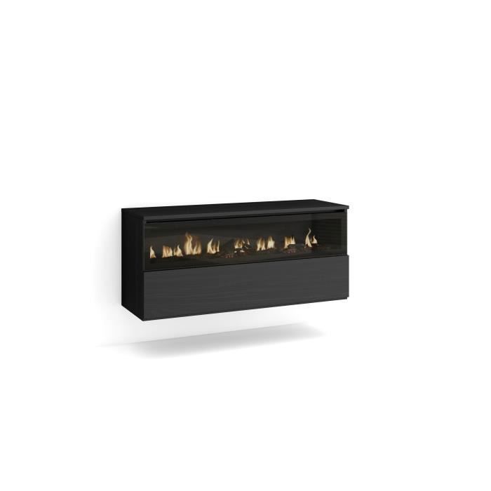 Cheminée électrique LED 102x45x35cm 1 ouverture 1 porte Suspendu Mural Noirs RF2322 Cheminée électrique LED 102x45x35cm 1 ouverture 1 porte Suspendu Mural Noirs RF2322