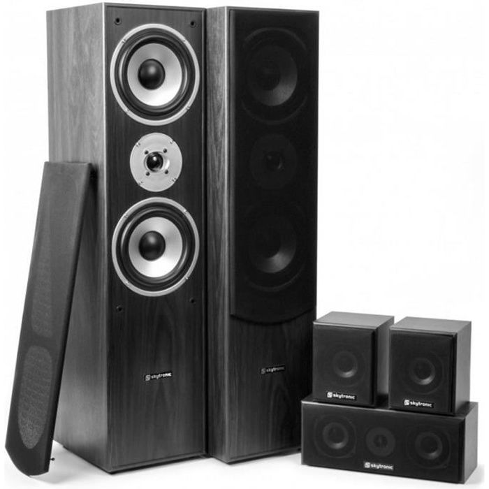 Fenton Système Home Cinéma 5.0 • 335W RMS • 5 enceintes • Couleur bois noir • Idéal pour Home Cinema ou HiFi • Haute qualité sonore