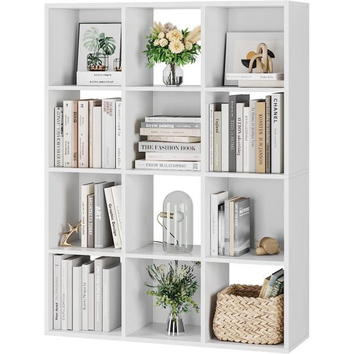 Bibliothèque 8 Niveaux Avec 2 Tiroirs - 185,5 X 80 X 30 Cm - Étagères Réglables, Blanc/noir - Meuble De Rangement Salon/bureau - 2