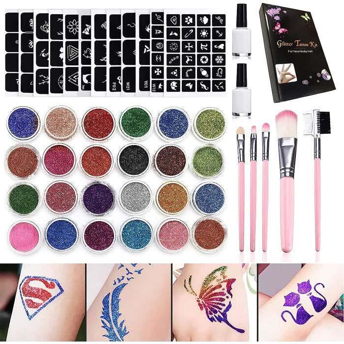 Anguxer Halloween Tatouages Temporaires Pour Visage, Crâne Mort Floral