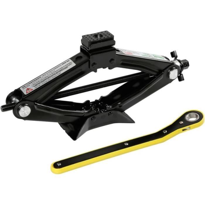 Cric à Pantographe Universel Jusqu'à 2 Tonnes - Hauteur Min 105 Mm, Max 380 Mm - Tige Pivotante, Base Acier - Compatible Suzuki Ignis Et Autres - 5
