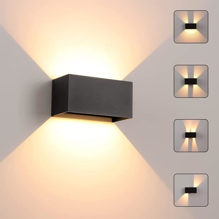 Applique Murale LED Intérieur/extérieur - 10W 3000K Blanc Chaud - IP65 - Design Spirale Métal - Noir