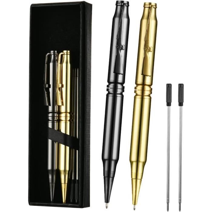 Lot De 6 Stylos à Bille Rotatifs NUOLUX Dual Heads - Corps Métal Bleu/doré - Neufs Sous Emballage