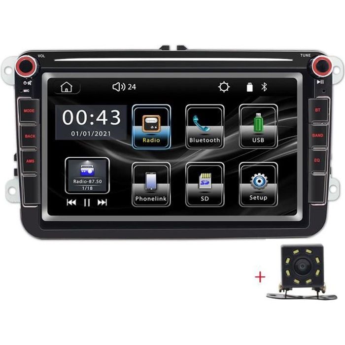 8‘’ Autoradio Bluetooth grand écran HD lecteur MP5 de voiture Appel Bluetooth avec caméra 8 lumières pour Volkswagen 9083