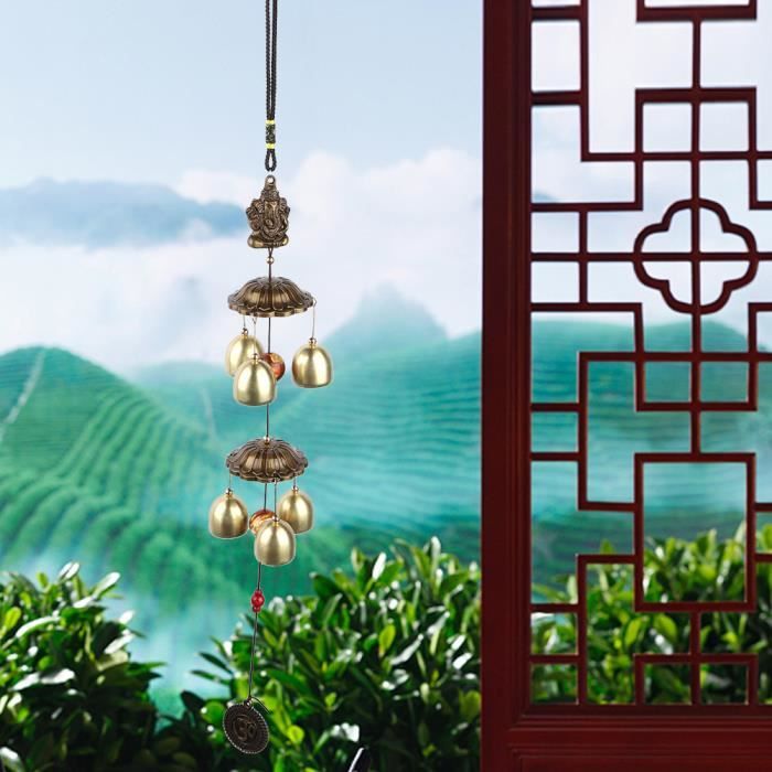 4 Carillons éoliens Chinois Feng Shui - Alliage Zinc - Décoration Jardin Ou Intérieur