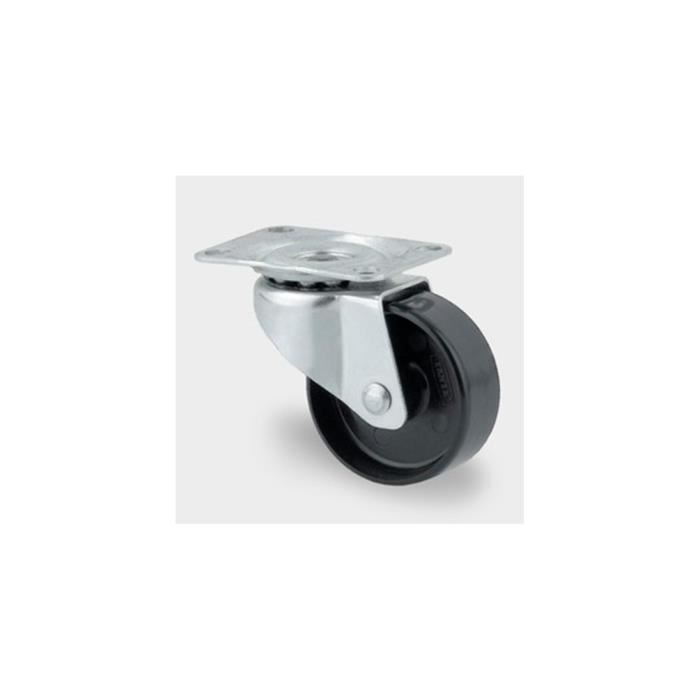 Roulette Pivotante 65 Mm Pour Tente - Chape Acier Inox, Roue PP Avec Bandage Caoutchouc - Noir - 7