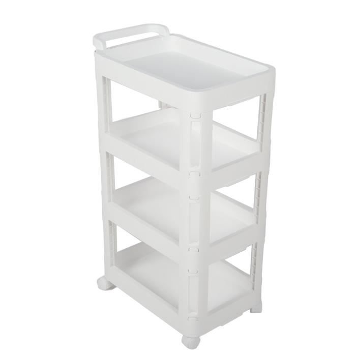 Chariot De Rangement 3 Étages Avec Roulettes Blanc - Organisation Pratique Cuisine Et Salon 69x33x22 Cm