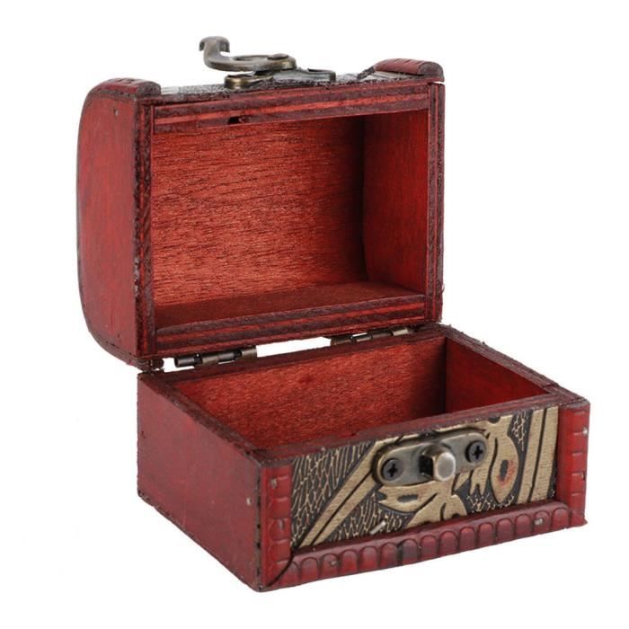 Boîte à Bijoux Vintage En Bois - Avec Serrure Métal - Style Antique - Pour Rangement Bagues, Bracelets, Souvenirs - Décoration Maison