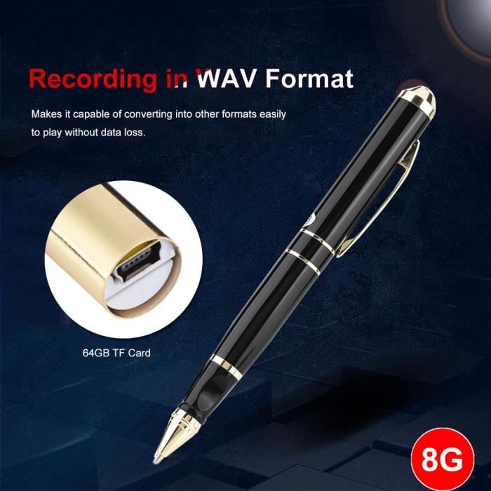 Enregistreur Vocal 64GB Rechargeable - Commande Vocale, MP3, Idéal Cours, Réunions, Interviews