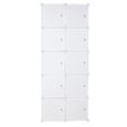 Armoire de Chambre 10 Cubes DIY, Meuble Rangement Penderie Plastique-Avec un tiges de suspension-72*47*177cm-Blanc-1