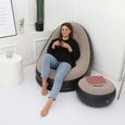 Chaise gonflable pliable Omabeta - Rouge - avec repose-pieds - en PVC floqué confortable-1