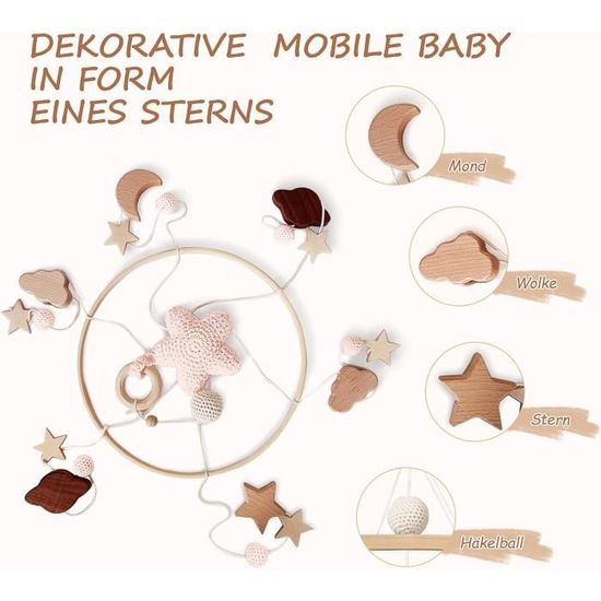 Mobile lit bébé - Mobile bebe jouets avec Crochet étoiles Lune