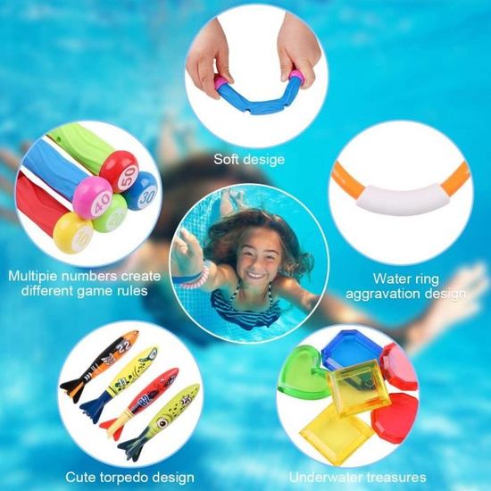Oziral – Lot De 24 Jouets De Plongée – Anneaux, Bâtons, Pierres, Torpilles – Piscine Et Baignade