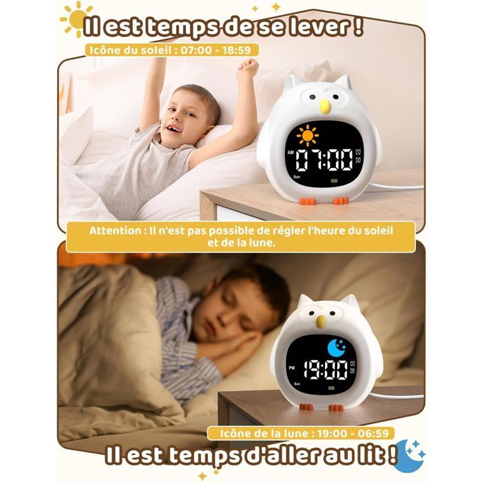 YISSVIC Réveil Enfant Educatif Jour Nuit 2 Alarme 3 Récurrence de l'Alarme 12/24 Heure Snooze Luminosité de l'Ecran Réglable Réveil Lumineux 7 Couleur | Leroy Merlin YISSVIC Réveil Enfant Educatif Jour Nuit 2 Alarme 3 Récurrence de l'Alarme 12/24 Heure Snooze Luminosité de l'Ecran Réglable Réveil Lumineux 7 Couleur | Leroy Merlin