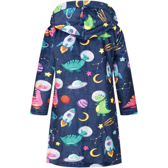 Peignoir de bain capuche pour filles en flanelle manches