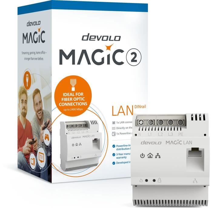 Kit CPL Devolo Magic 2 LAN – 2 Adaptateurs 2400 Mbit/s, Réseau Filaire Via Prise électrique